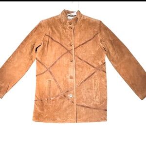 Linea by Louis Dell'Olio Women's Suede and Leather Jacket - Camel Size XS